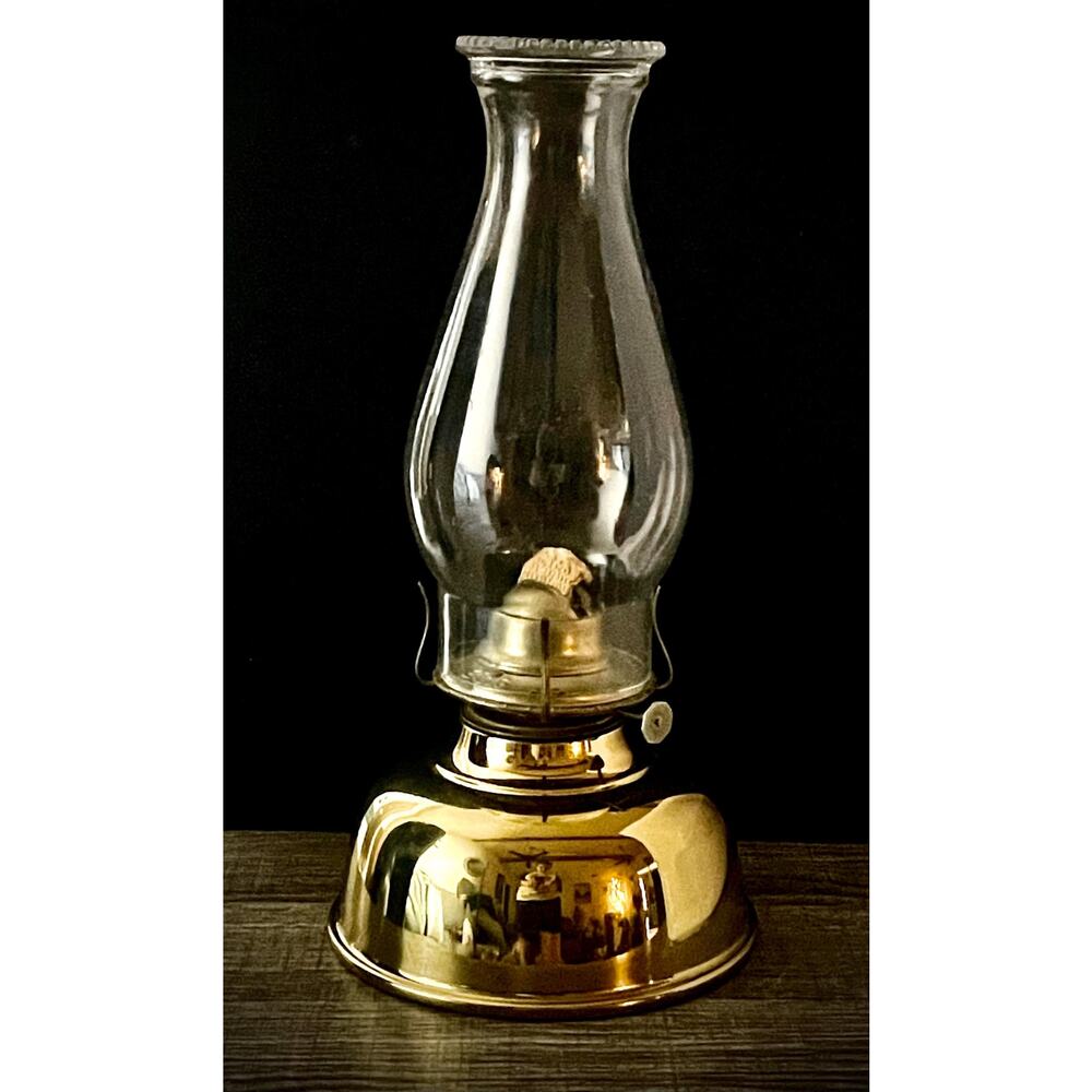 Vintage Brass Oil Lamp | Eagle Burner, Beaded Glass Chimney